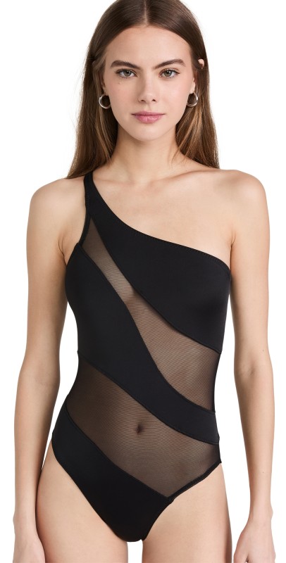 Norma Kamali Snake Mesh One Piece Swimsuit Black/Black Mesh