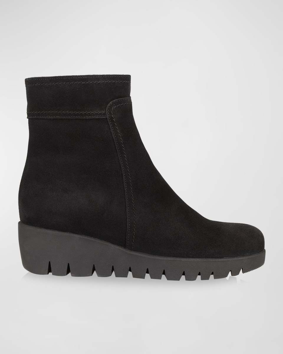 Token Zip Suede Wedge Booties