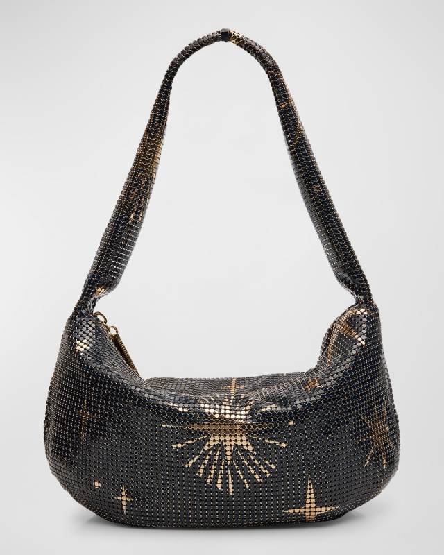 Diana Star-Print Mesh Hobo Bag
