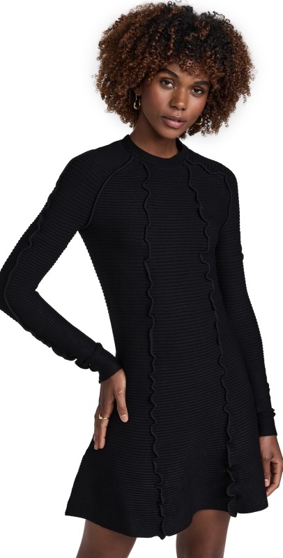 AMUR Walker Letuce Edge Dress Black