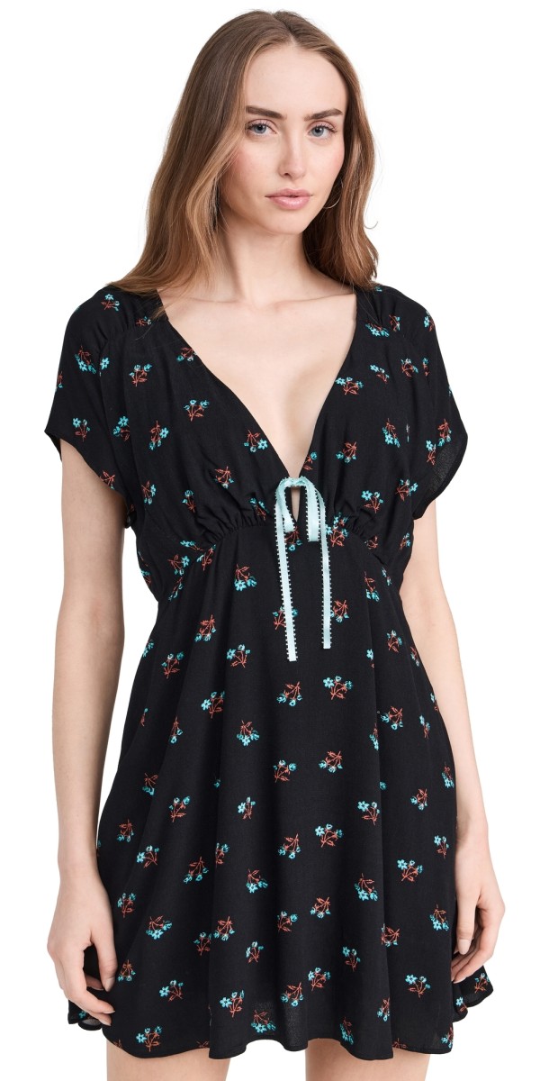 Free People Everyones Favorite Mini Dress Black Combo
