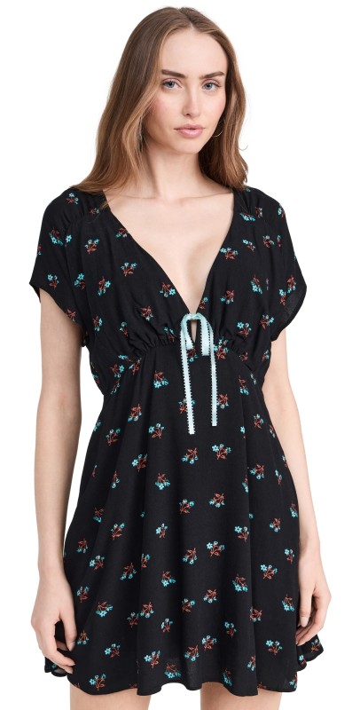 Free People Everyones Favorite Mini Dress Black Combo