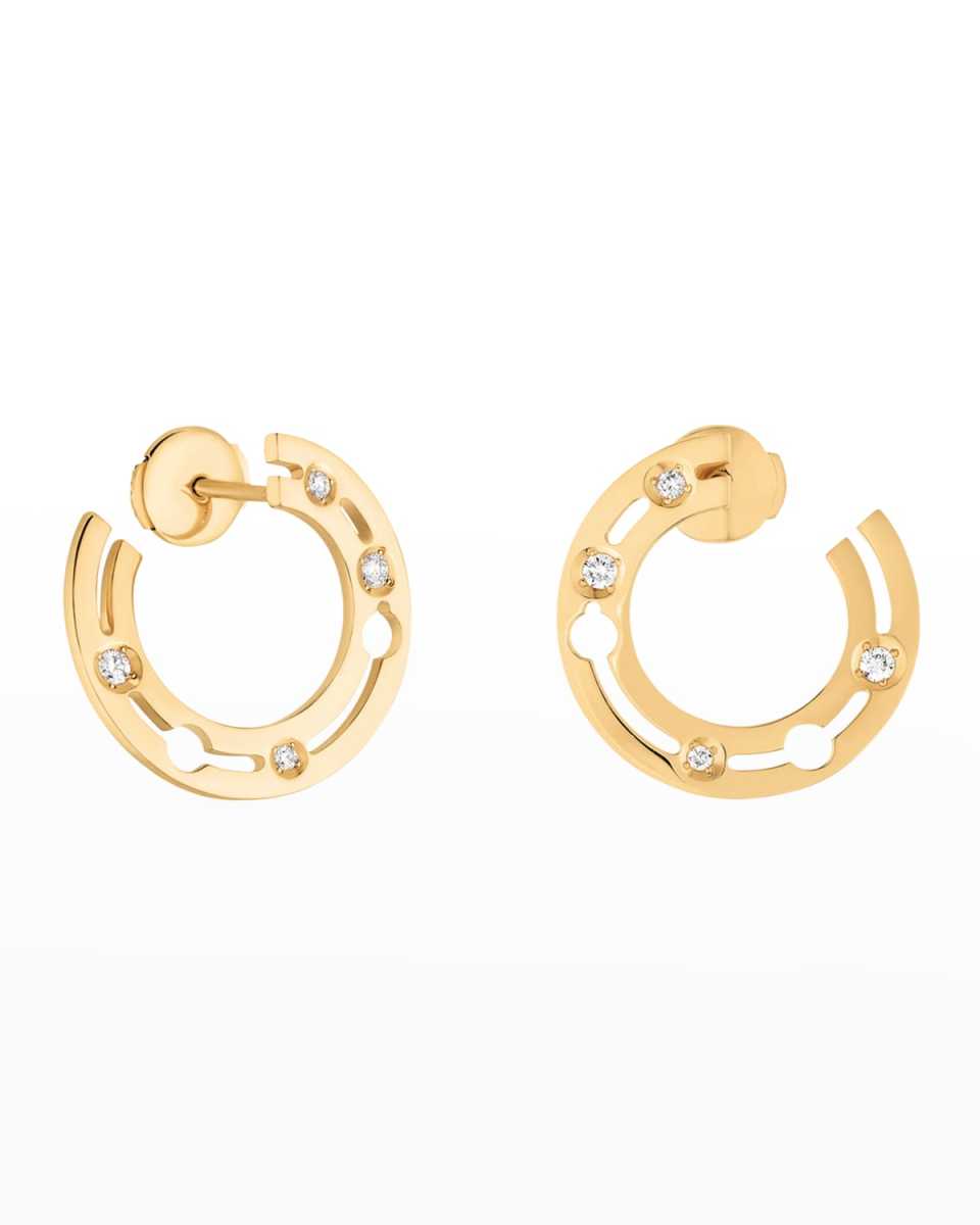 Yellow Gold Pulse Side Hoop Earrings, 18mm