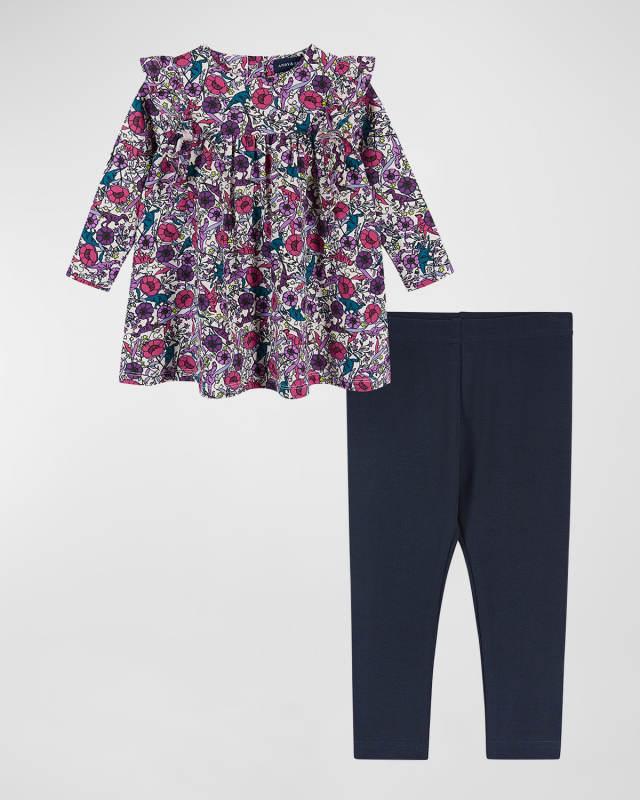 Girl's Floral-Print Top & Leggings Set, Size Newborn-18M