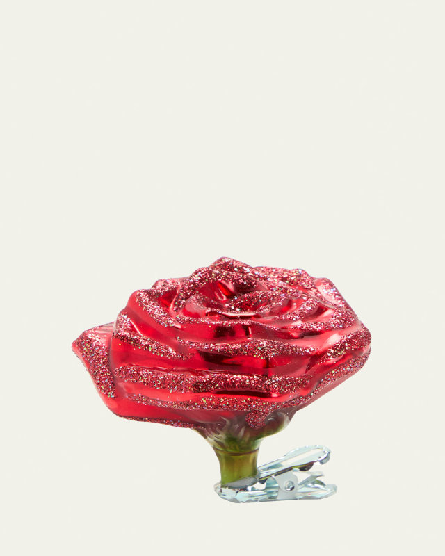 Rose Glitter Glass Ornament