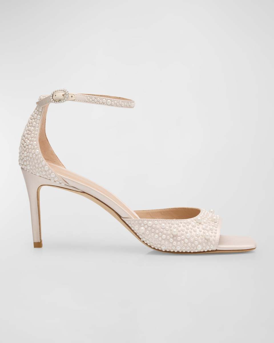 Bliss Pearly Satin Ankle-Strap Sandals