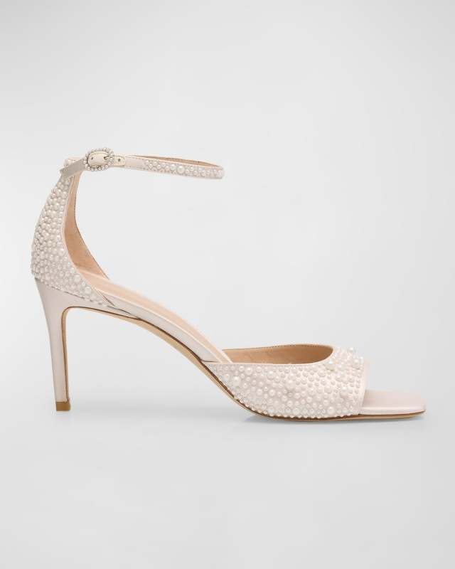 Bliss Pearly Satin Ankle-Strap Sandals