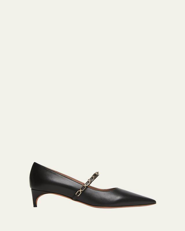 Virna Leather Mary Jane Chain Pumps