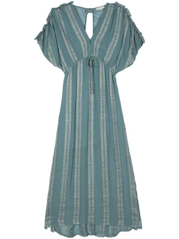 metallic-threading striped dress