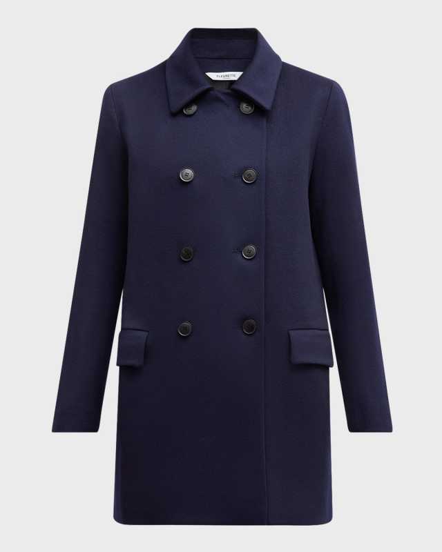 Ren Double-Breasted Short Wool Coat