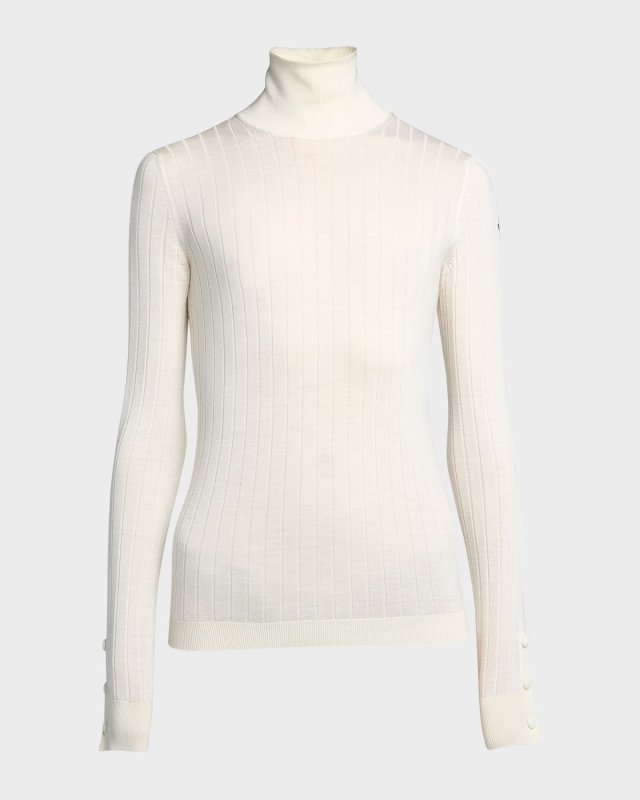 Wool Cashmere Blend Ribbed Turtleneck