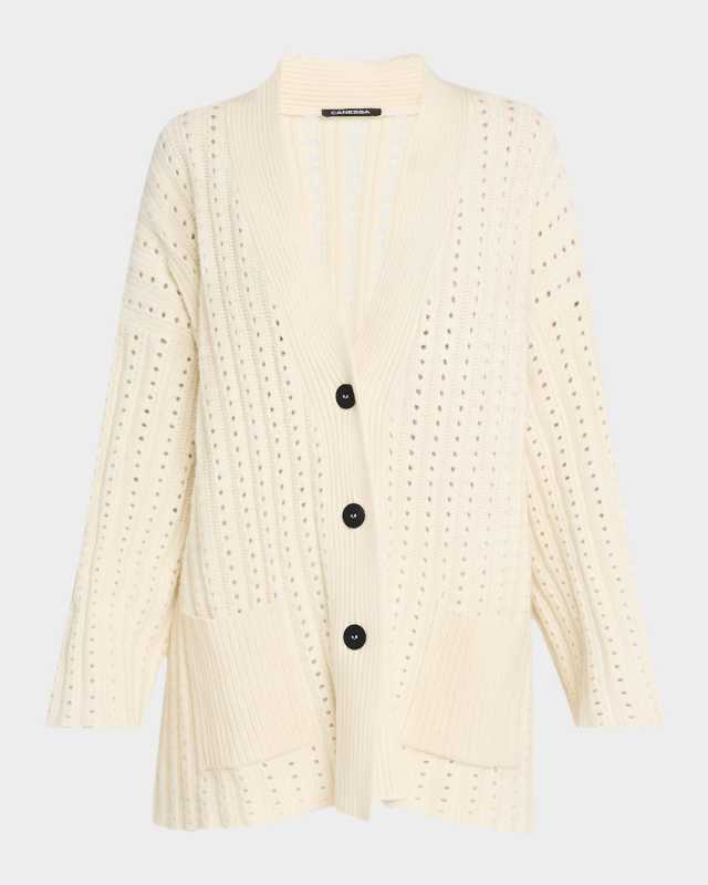 Endless Summer Open-Stitch Cashmere Cardigan
