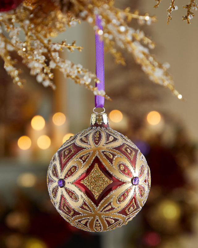 Matte Red & Golden Christmas Ball Ornament