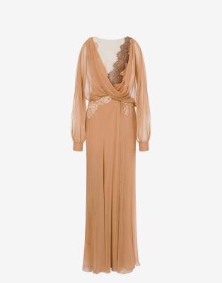 ALBERTA FERRETTI Organic chiffon dress with lace