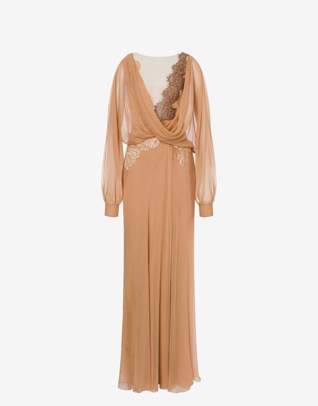 ALBERTA FERRETTI Organic chiffon dress with lace