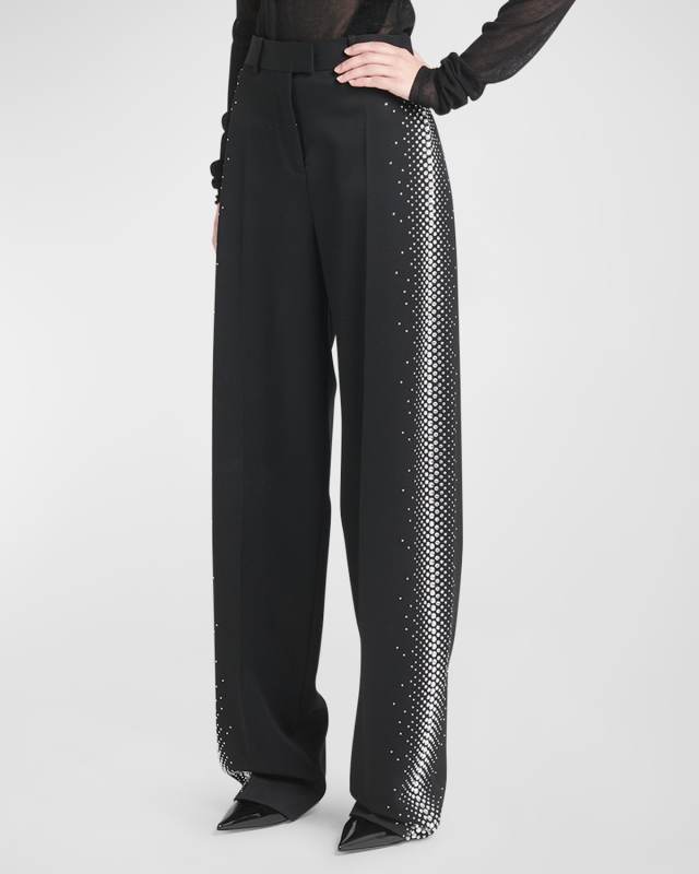 Jagger High-Rise Strass Side-Stripe Straight-Leg Pants