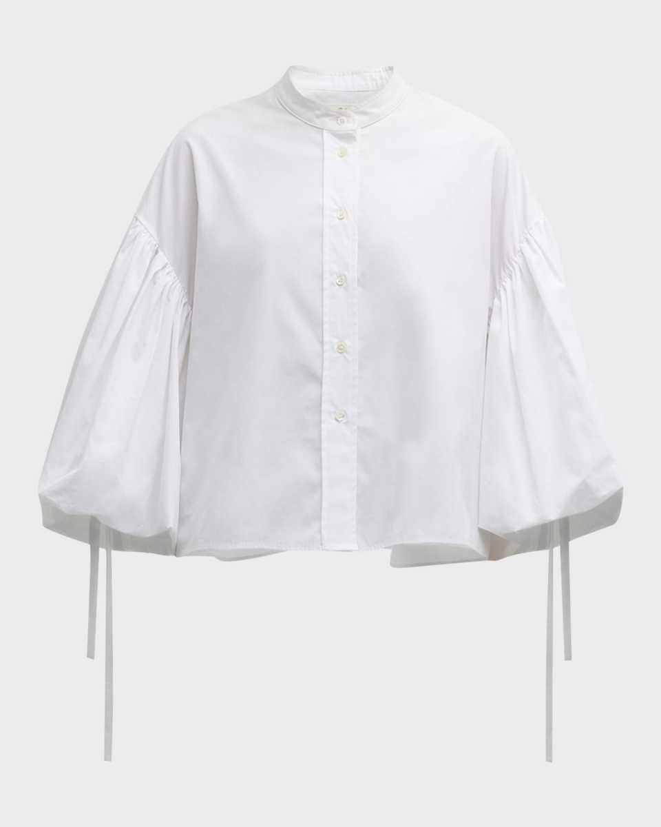 Balloon-Sleeve Cotton Top