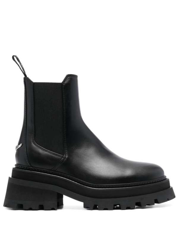 round-toe leather ankle boots
