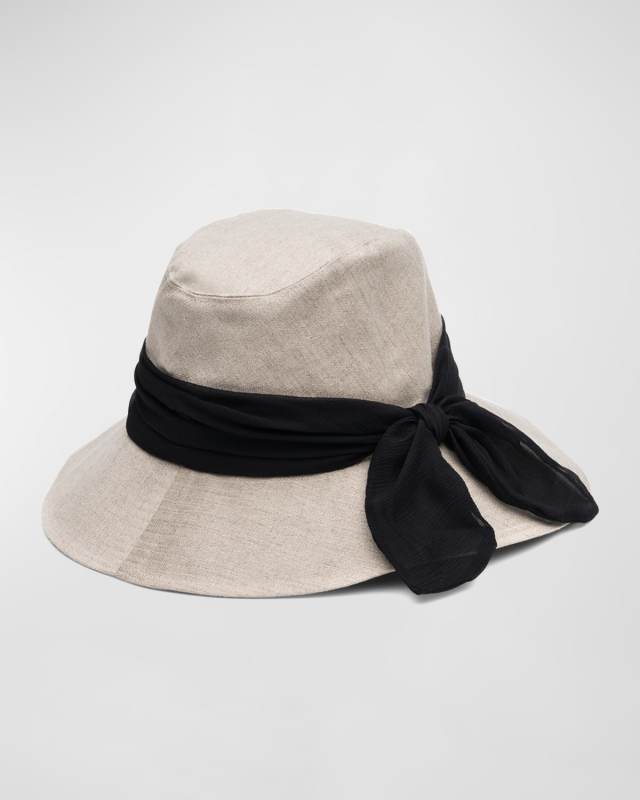 Jordana Packable Linen Bucket Hat