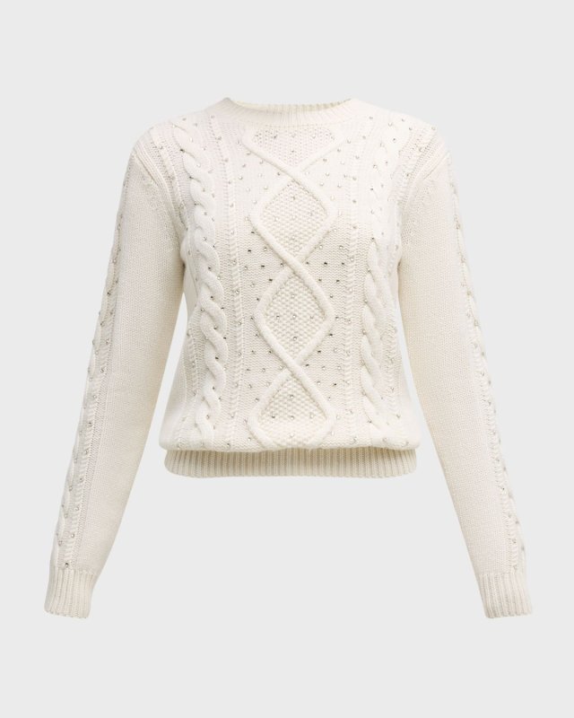 Onde Crystal Cable-Knit Sweater