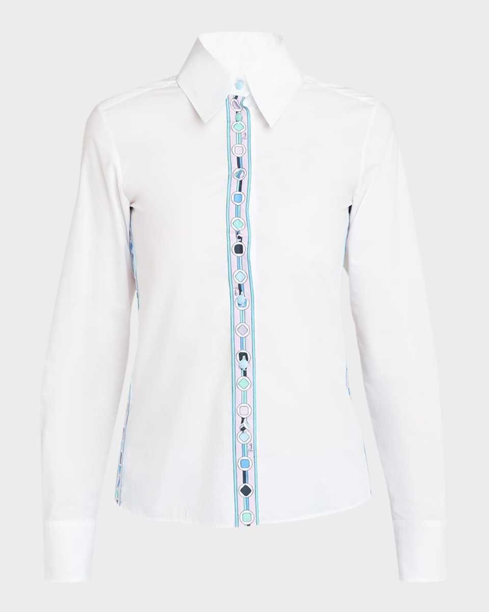 Printed Placket Slim Collared Shirt