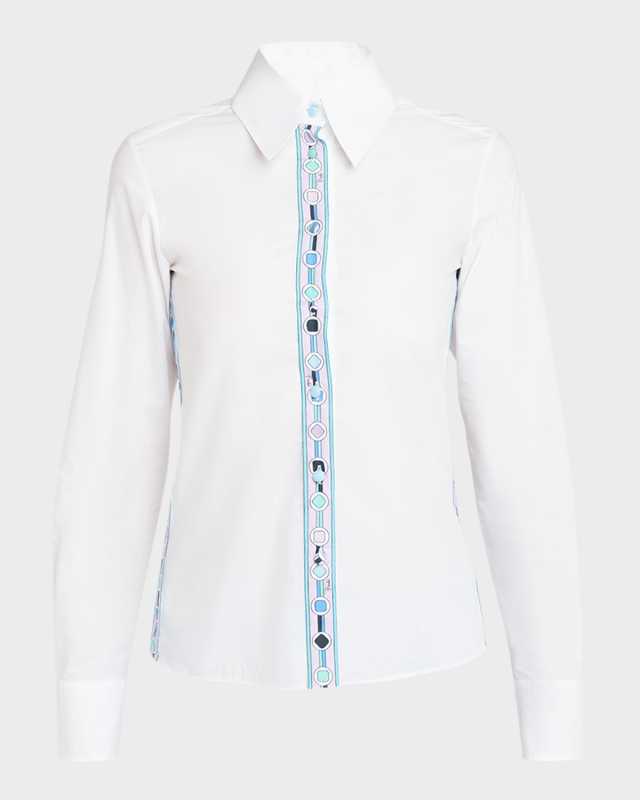 Printed Placket Slim Collared Shirt