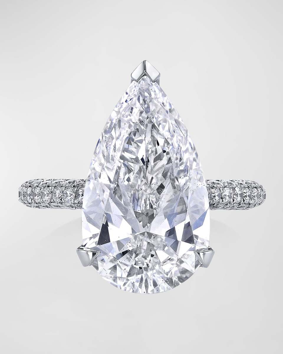 Platinum Pear Cut Diamond Ring, 8.11tcw (Size 6.5)