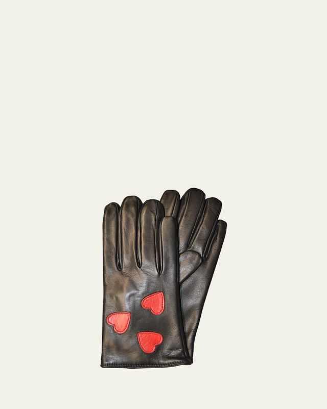 Heart Cashmere-Leather Gloves
