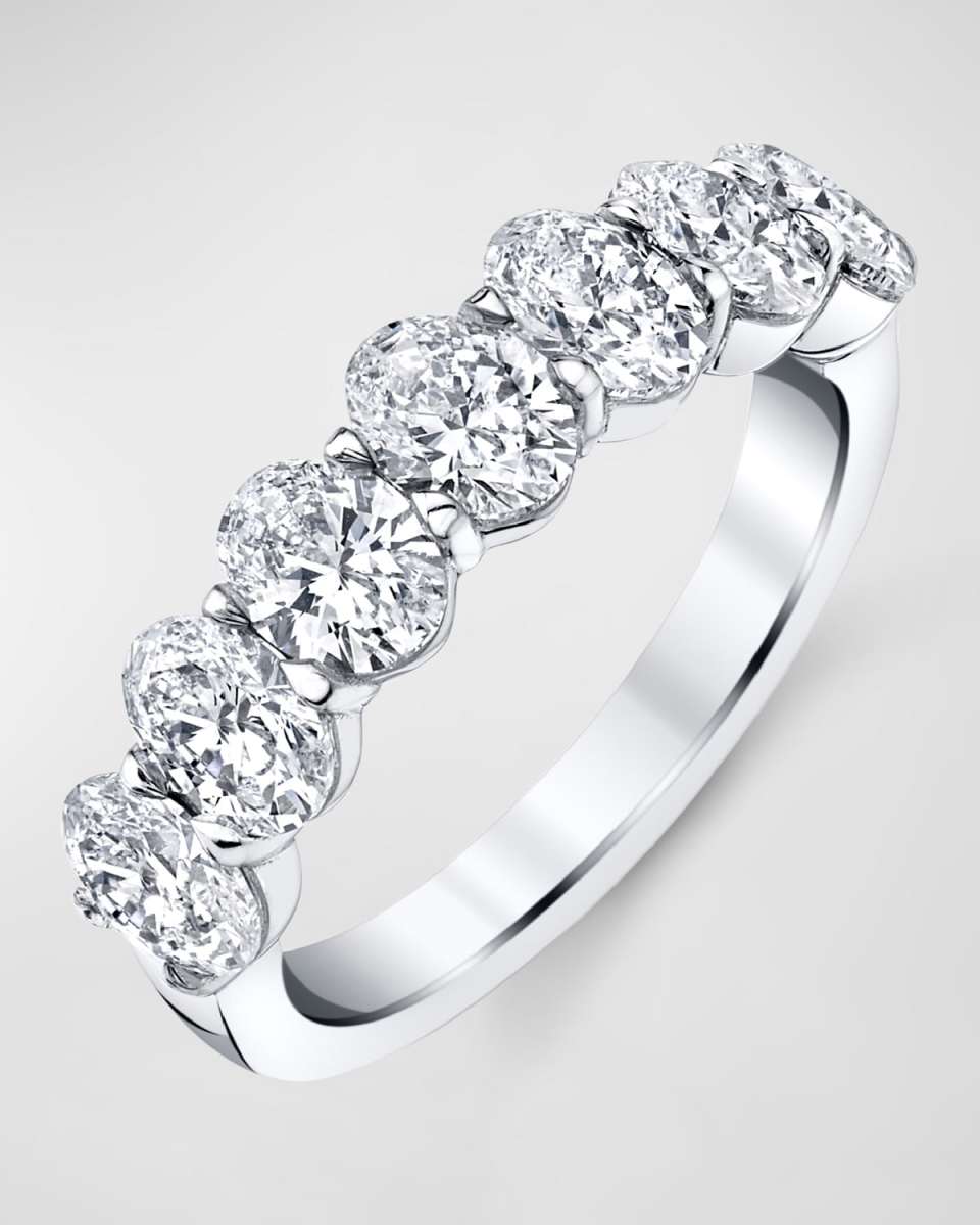 Platinum 7 Stone Band with Oval Cut Diamonds, 1.40ct