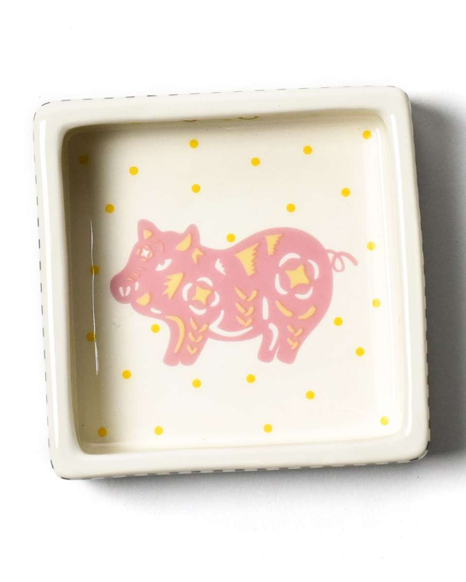 Chinese Zodiac Pig Small Square Trinket Bowl