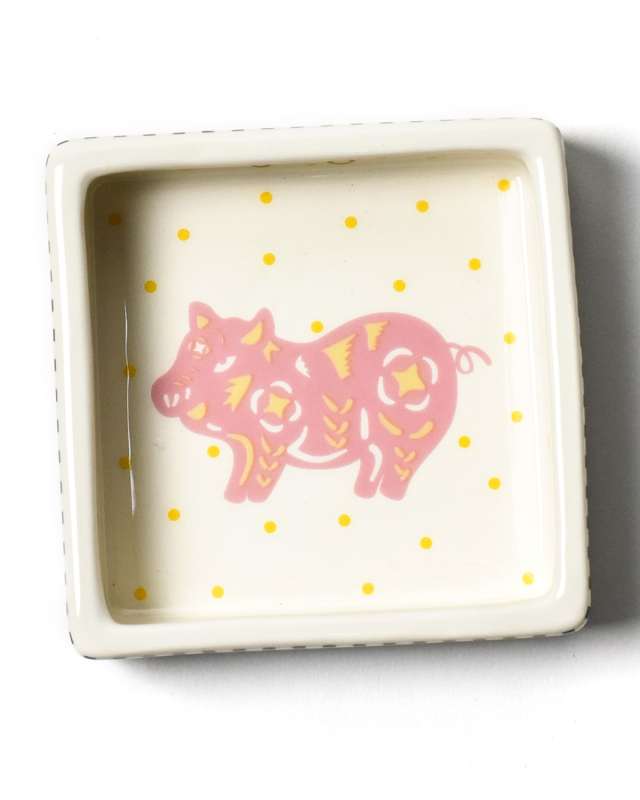 Chinese Zodiac Pig Small Square Trinket Bowl