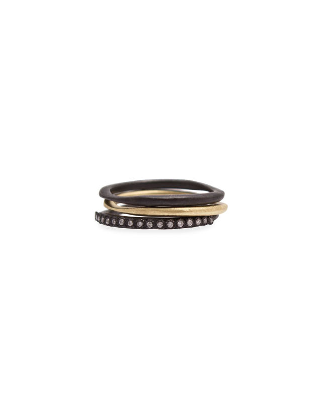 Old World Midnight Stacking Rings, Set of Three