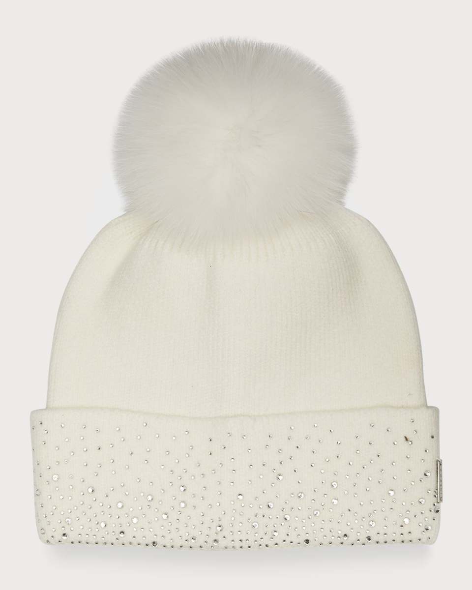 Embellished Toscana Lamb Pom Knit Beanie