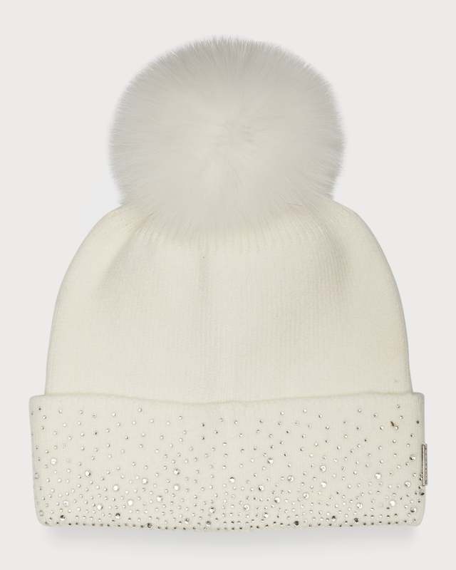 Embellished Toscana Lamb Pom Knit Beanie