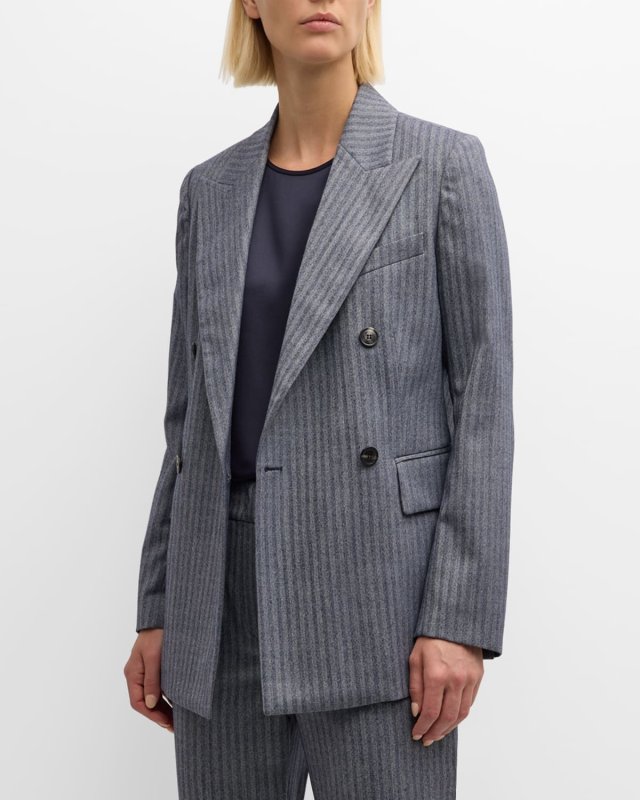 Striped Double-Breasted Blazer