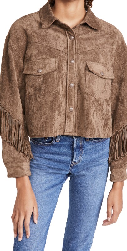 BLANKNYC Hot Cocoa Fringe Jacket Hot Cocoa