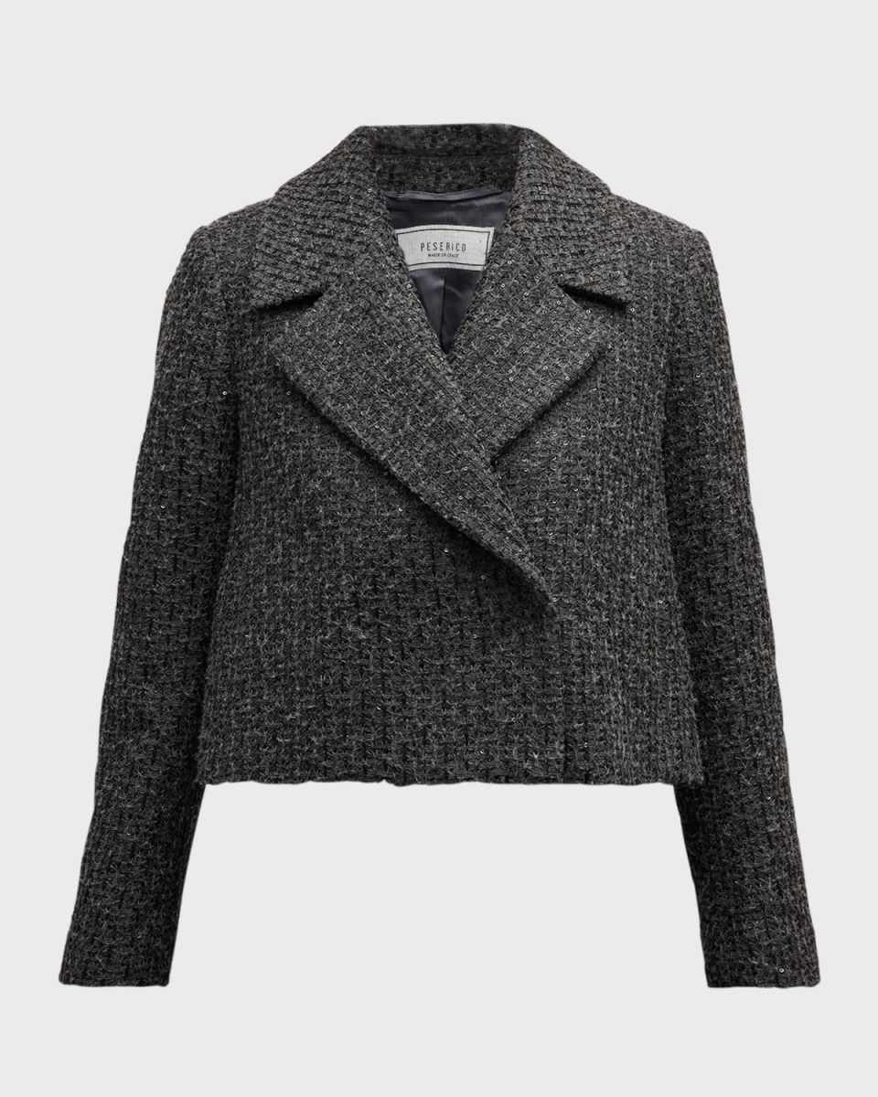 Cropped Sequin Tweed Blazer