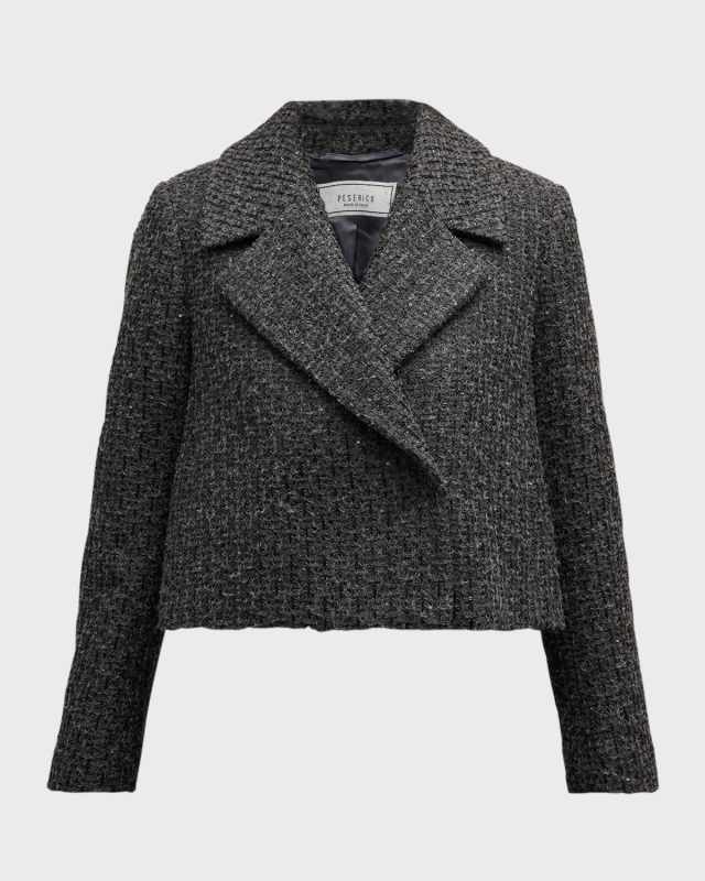 Cropped Sequin Tweed Blazer