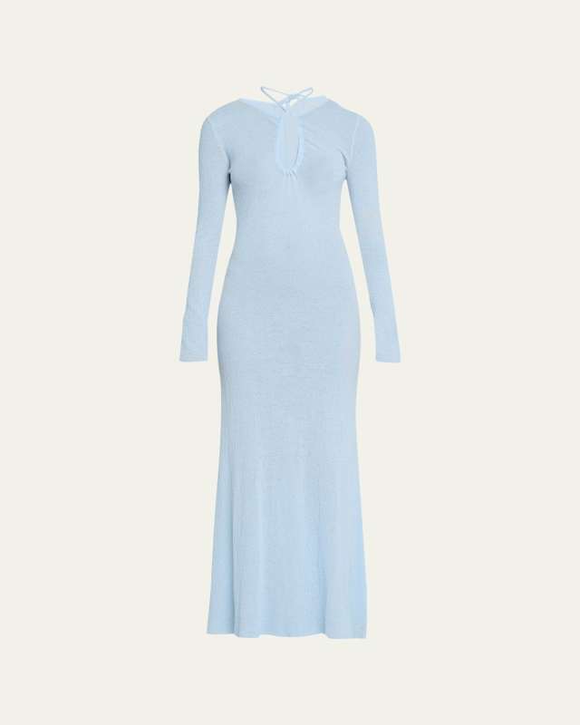Emmeline Halter Long-Sleeve Dress