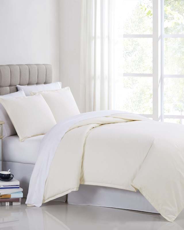 400-Thread Count Percale 3-Piece Almond Milk Duvet Set,