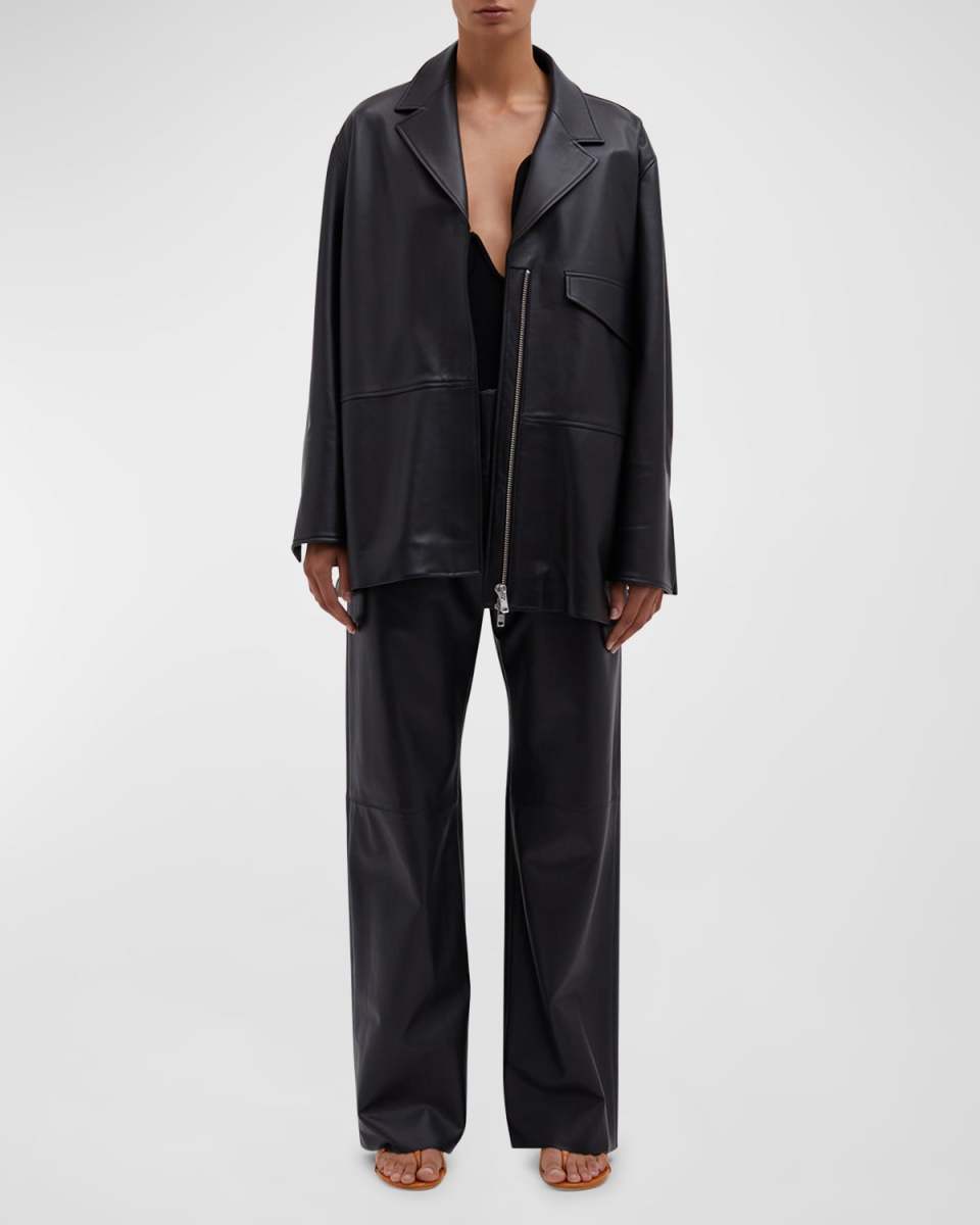 Charli Leather Zip-Front Jacket