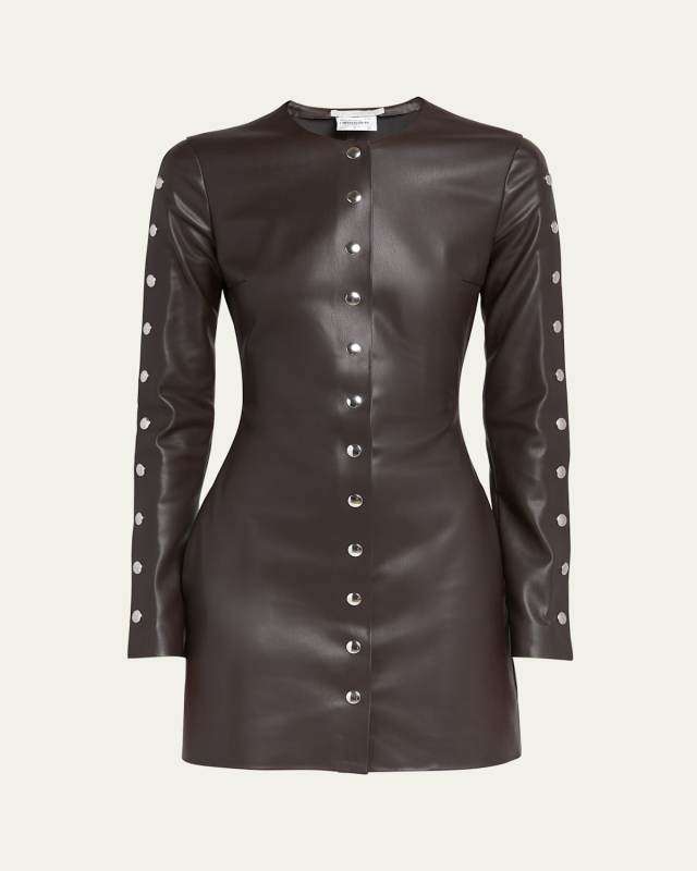 Faux Leather Studded Mini Dress
