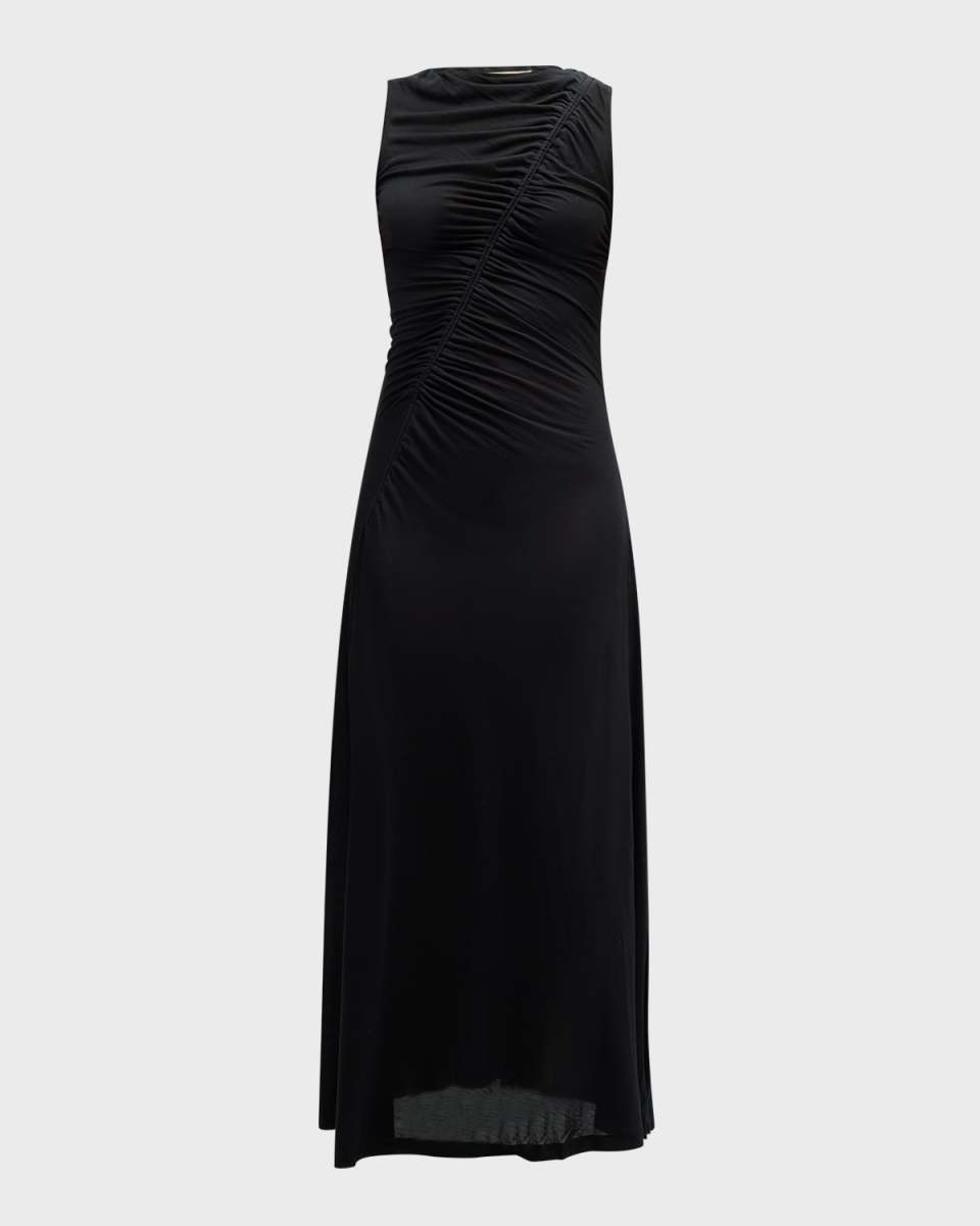 Natalia Sleeveless Asymmetric Seamed Maxi Dress