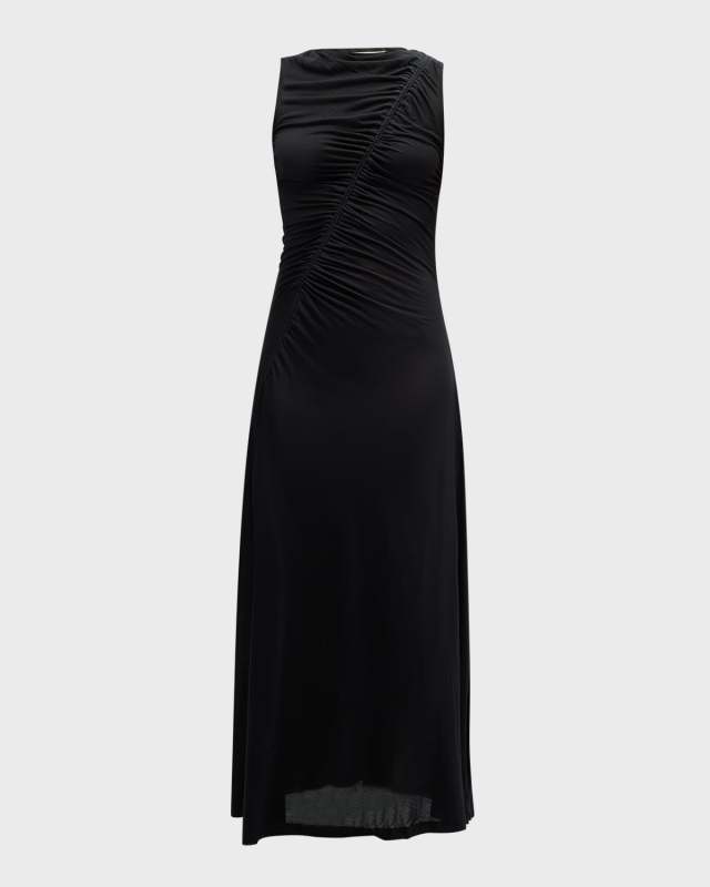 Natalia Sleeveless Asymmetric Seamed Maxi Dress