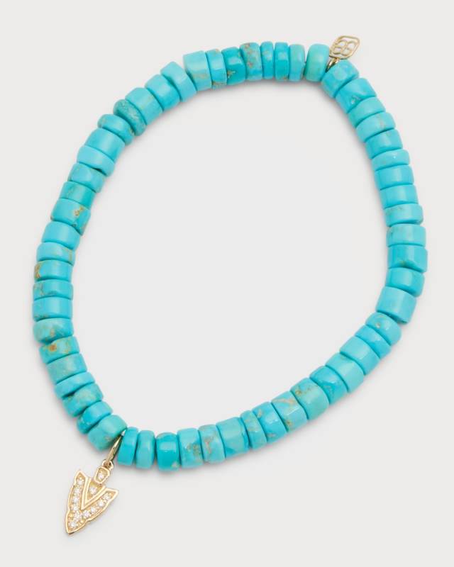 Small Arrowhead Charm on Turquoise Heishi Bracelet