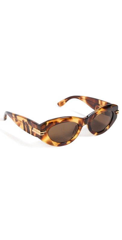 Bottega Veneta Bold Ribbon Oval Sunglasses Havana-Havana-Brow