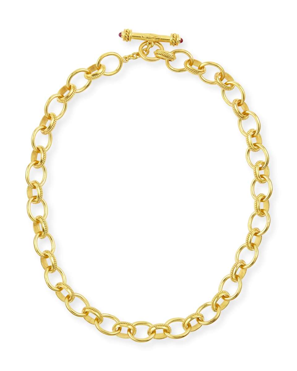 19K Gold Lampedusa Link Necklace, 17"L