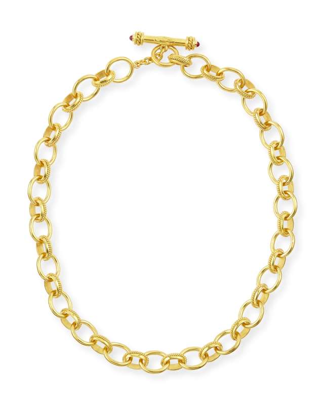 19K Gold Lampedusa Link Necklace, 17"L