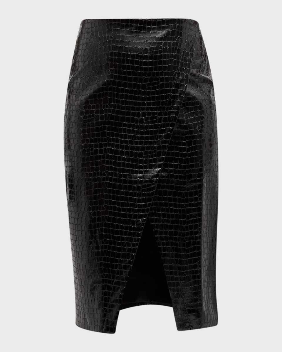 Juniper Glossed Faux Crocodile Wrap Skirt