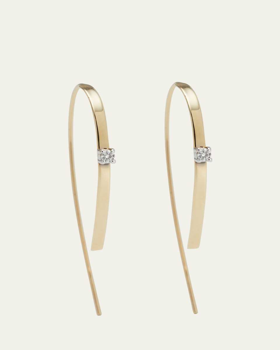 Small Flat Forward Facing Hooked On Hoop Earrings with Diamonds